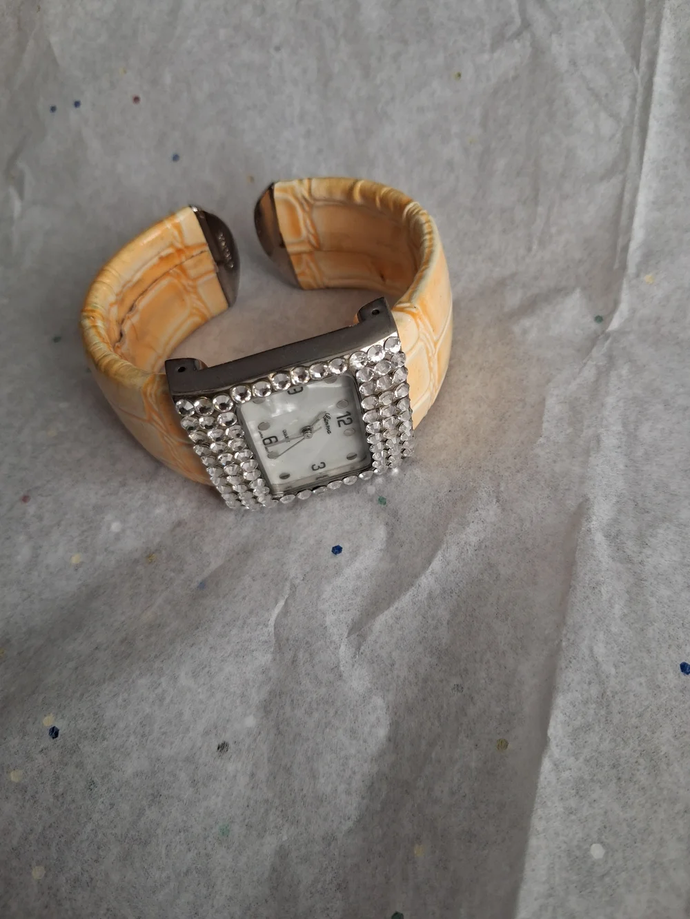 Geneva Yellow Crystal Accent Women's Watch